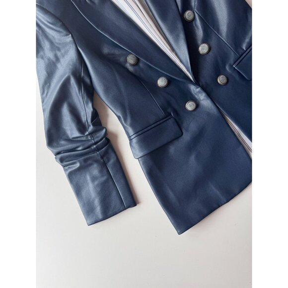 NWOT VERONICA BEARD Beacon Storm Blue Faux Leather Dickey Jacket Blazer, Size 2 - Picture 8 of 16